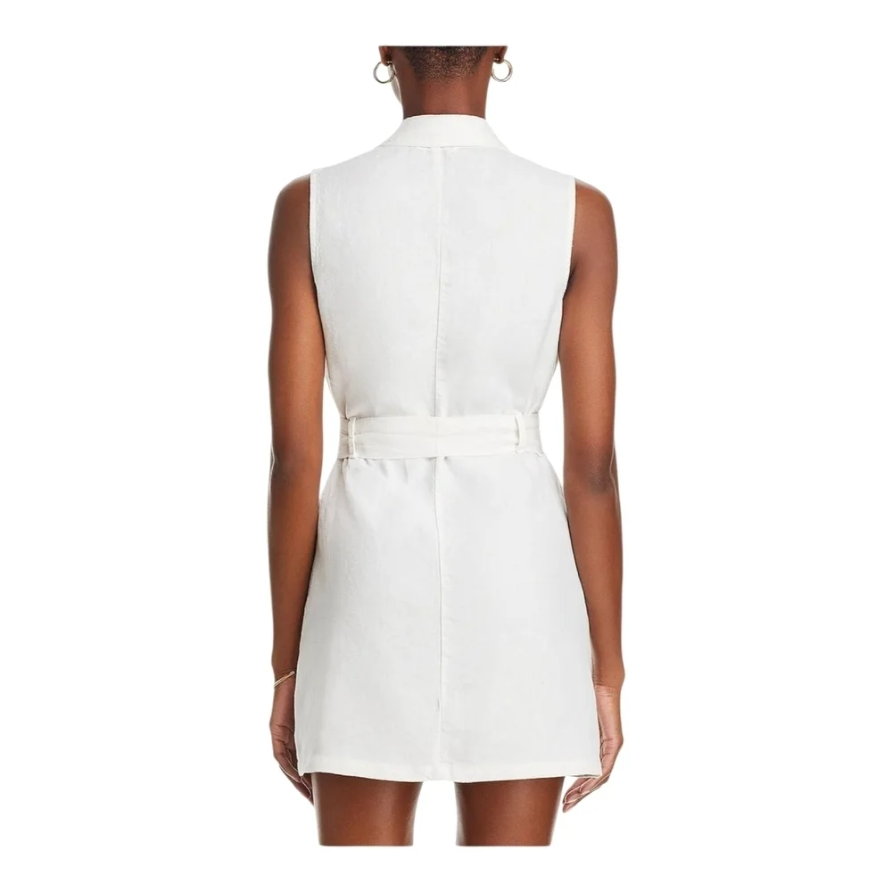 Bella Dahl White Sleeveless Linen Mini Dress / Blazer Dress Sz Medium - Picture 3 of 13